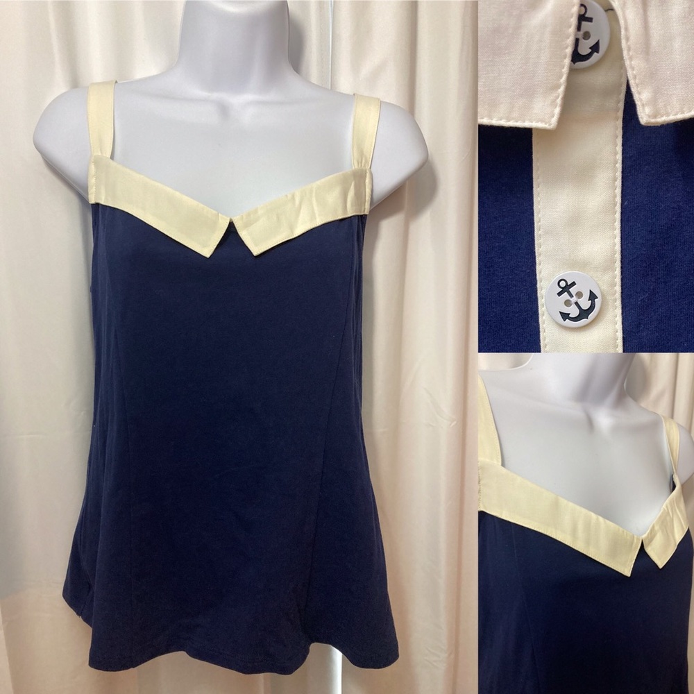 ModCloth Retro 50s Pinup sailor top with anchor buttons